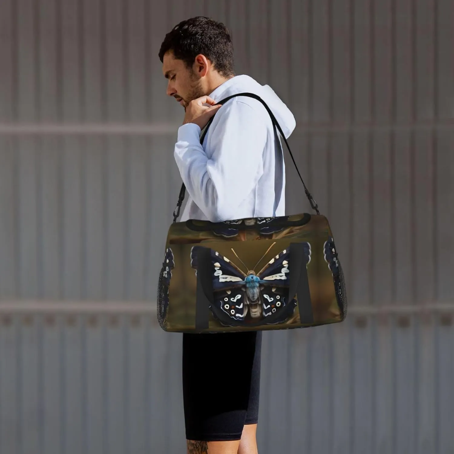 Beautiful Moth Wings Travel Duffel Bag With Zippers And Handles, Big Foldable Duffle Bag For Family Vacations