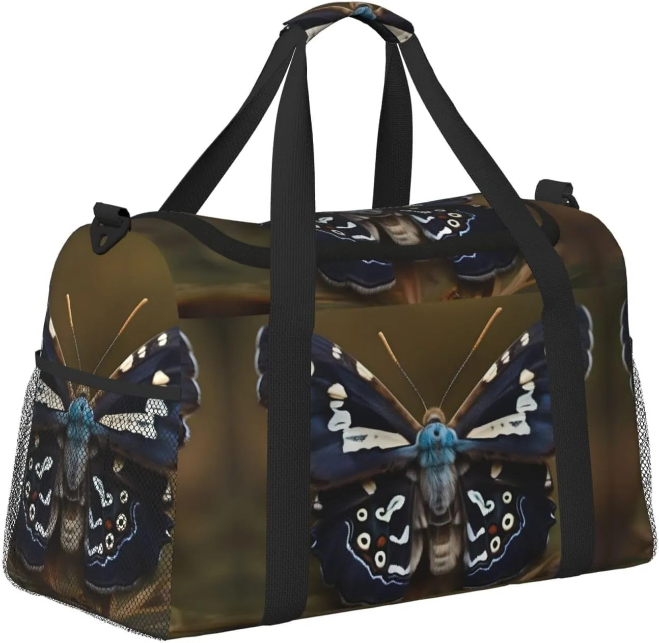 Beautiful Moth Wings Travel Duffel Bag With Zippers And Handles, Big Foldable Duffle Bag For Family Vacations