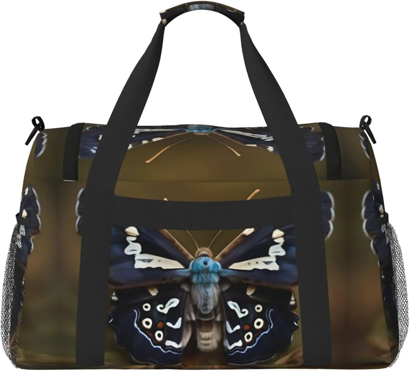 Beautiful Moth Wings Travel Duffel Bag With Zippers And Handles, Big Foldable Duffle Bag For Family Vacations