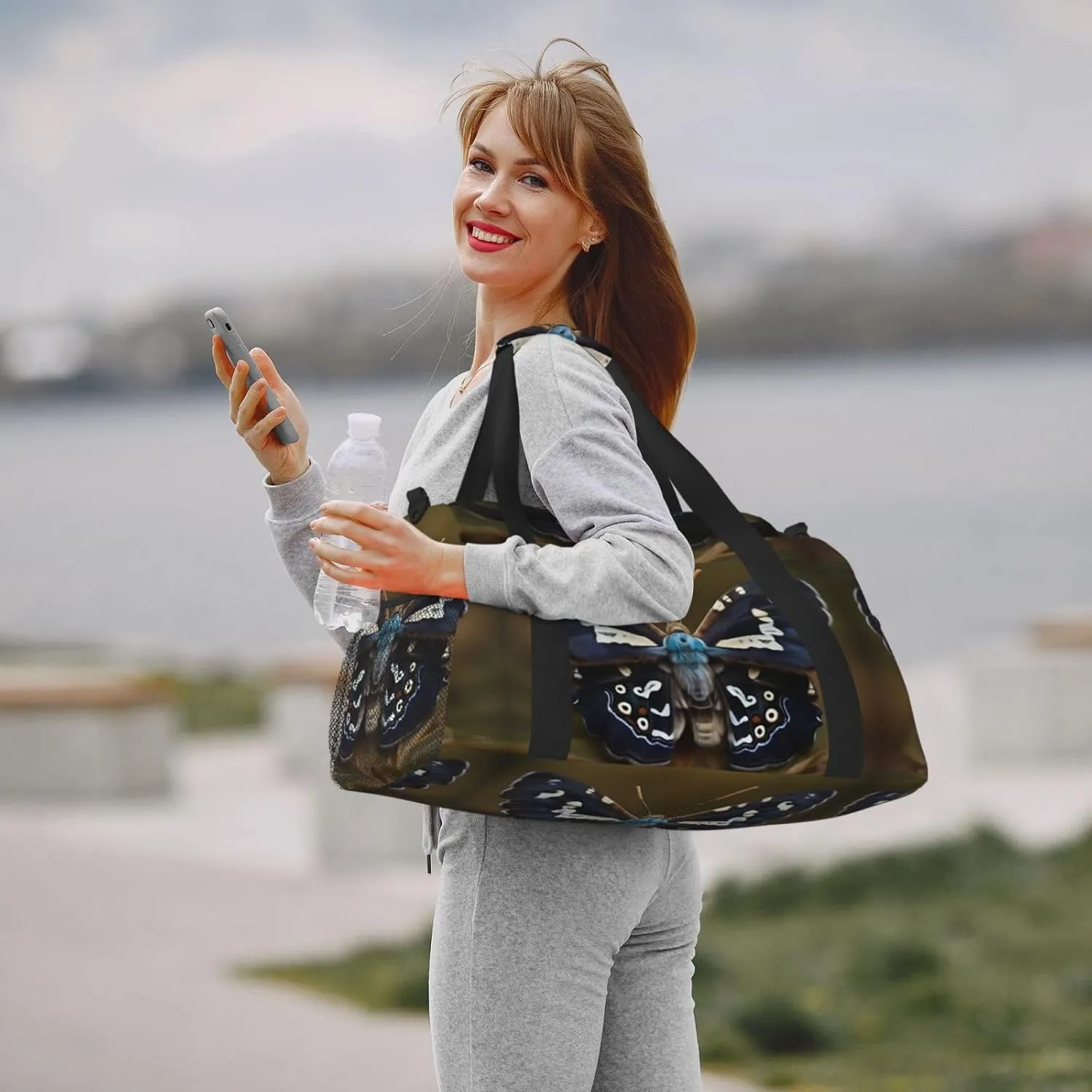 Beautiful Moth Wings Travel Duffel Bag With Zippers And Handles, Big Foldable Duffle Bag For Family Vacations