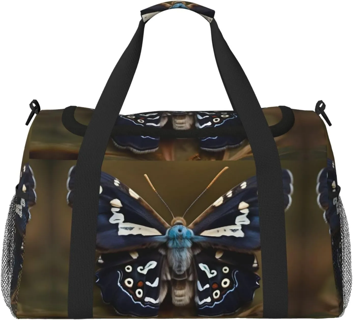 Beautiful Moth Wings Travel Duffel Bag With Zippers And Handles, Big Foldable Duffle Bag For Family Vacations