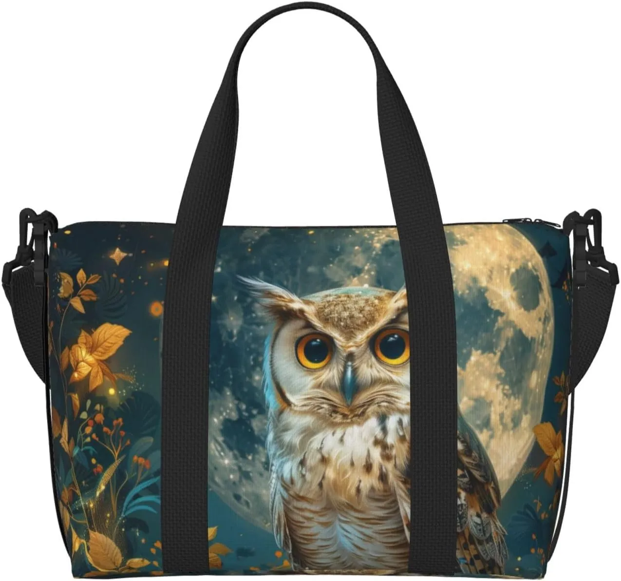 beautiful owl print Travel Duffel Bag, Sports Tote Gym Bag, Swim Pool Bag Large Shoulder Tote Bag for Beach Weekender