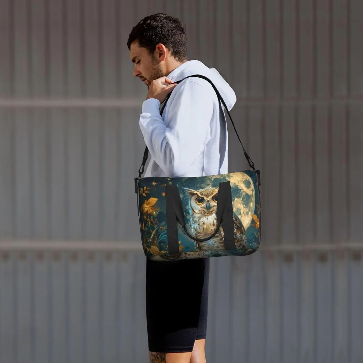 beautiful owl print Travel Duffel Bag, Sports Tote Gym Bag, Swim Pool Bag Large Shoulder Tote Bag for Beach Weekender