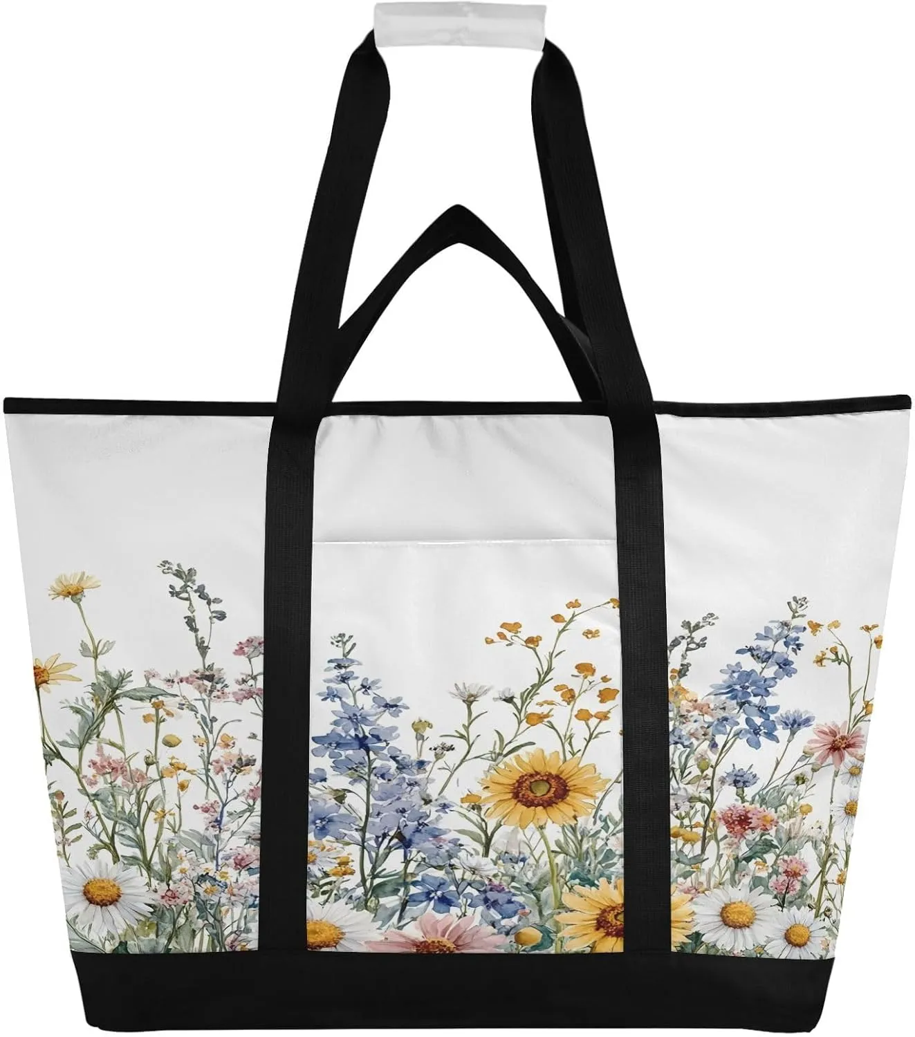 Beautiful Spring Flowers Reusable Insulated Lunchbox Cooler Bag, Leakproof Kitchen Grocery Bag Collapsible Portable Cooler Tote Bag for Picnic, Camping, Office, Travel