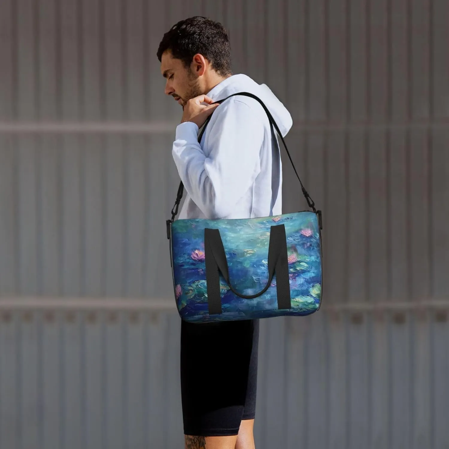 beautiful water lilies print Travel Duffel Bag, Sports Tote Gym Bag, Swim Pool Bag Large Shoulder Tote Bag for Beach Weekender