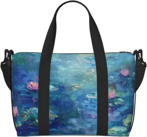 beautiful water lilies print Travel Duffel Bag, Sports Tote Gym Bag, Swim Pool Bag Large Shoulder Tote Bag for Beach Weekender