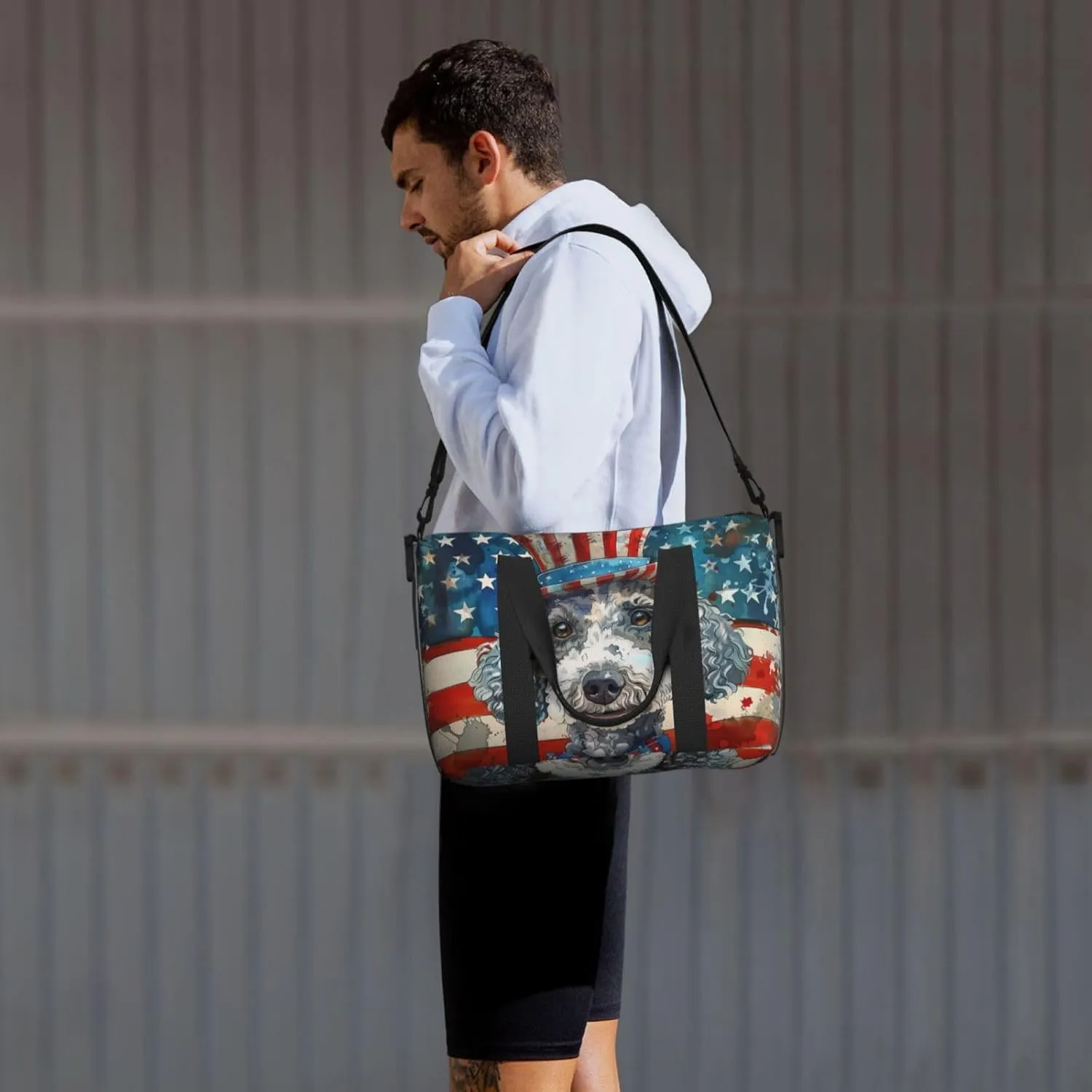 Bedlington Terrier print Travel Duffel Bag, Sports Tote Gym Bag, Swim Pool Bag Large Shoulder Tote Bag for Beach Weekender