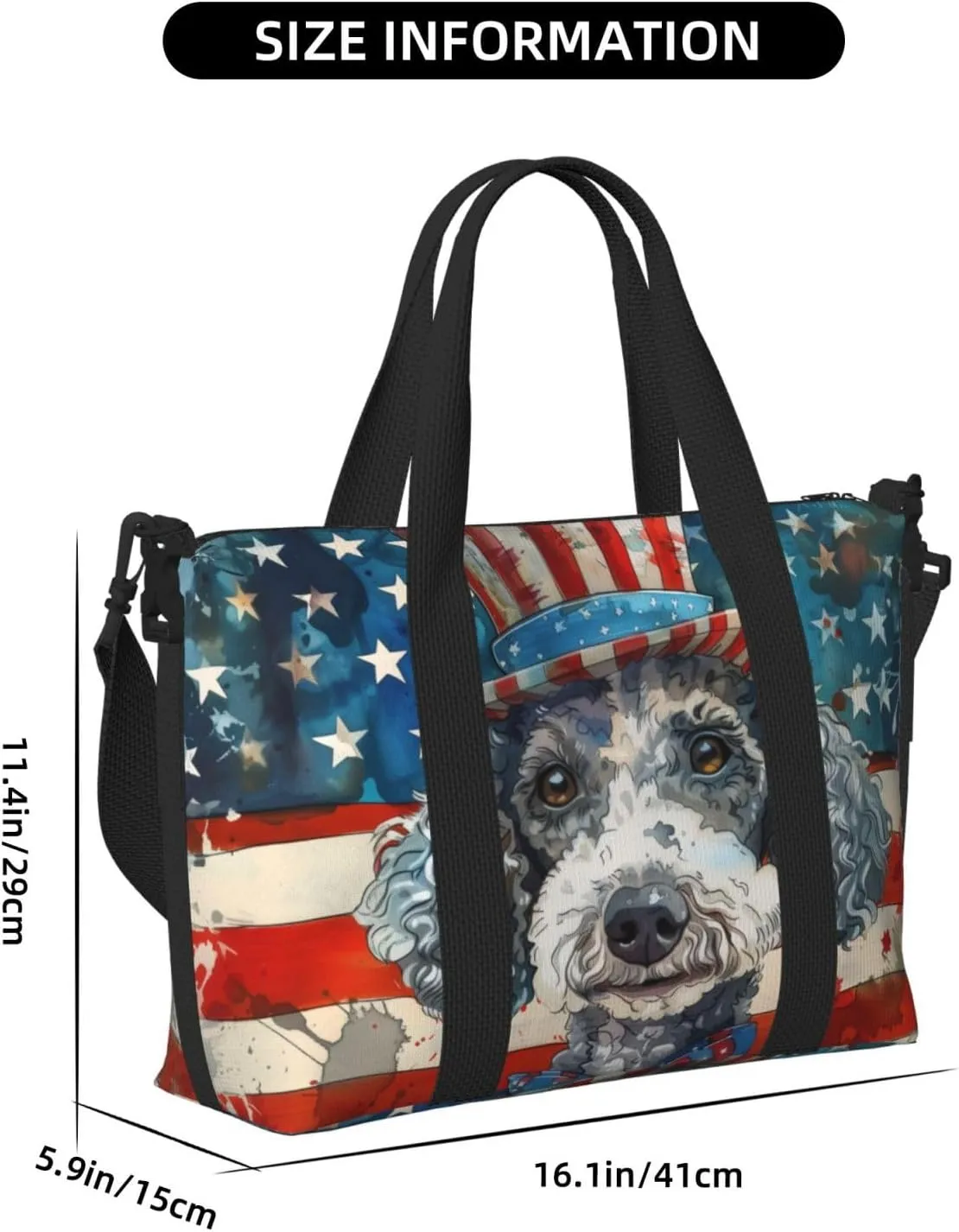 Bedlington Terrier print Travel Duffel Bag, Sports Tote Gym Bag, Swim Pool Bag Large Shoulder Tote Bag for Beach Weekender