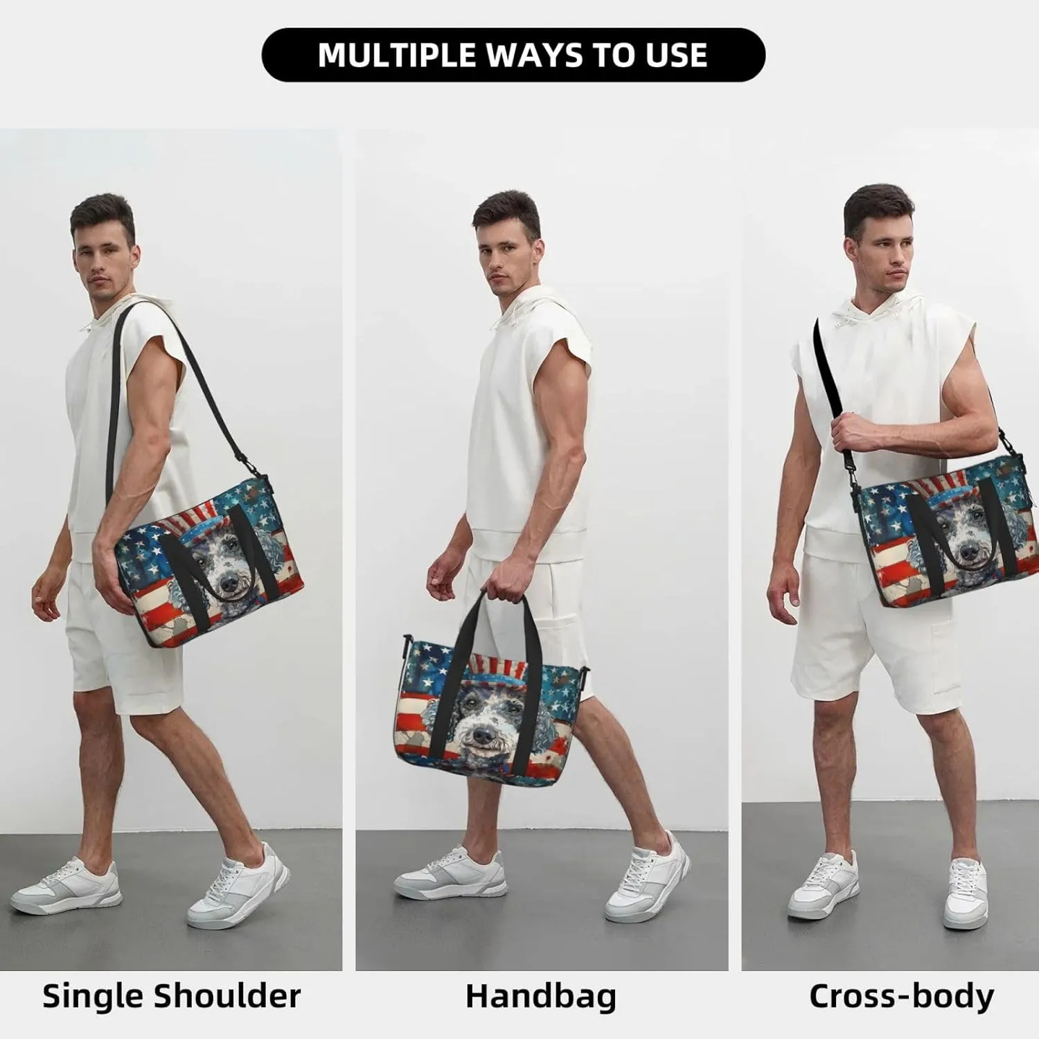 Bedlington Terrier print Travel Duffel Bag, Sports Tote Gym Bag, Swim Pool Bag Large Shoulder Tote Bag for Beach Weekender