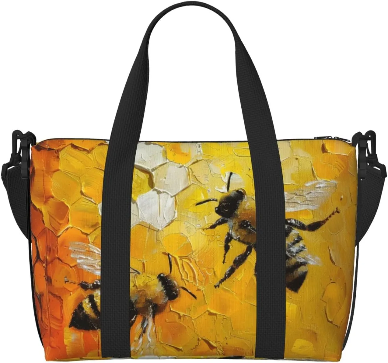bees flying print Travel Duffel Bag, Sports Tote Gym Bag, Swim Pool Bag Large Shoulder Tote Bag for Beach Weekender