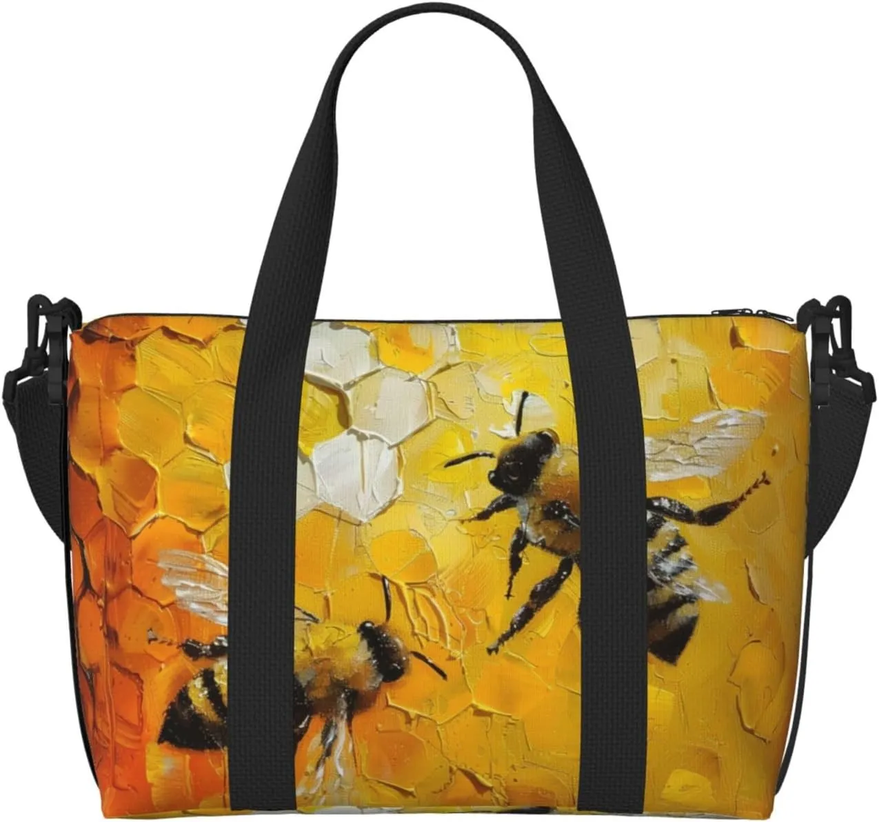 bees flying print Travel Duffel Bag, Sports Tote Gym Bag, Swim Pool Bag Large Shoulder Tote Bag for Beach Weekender