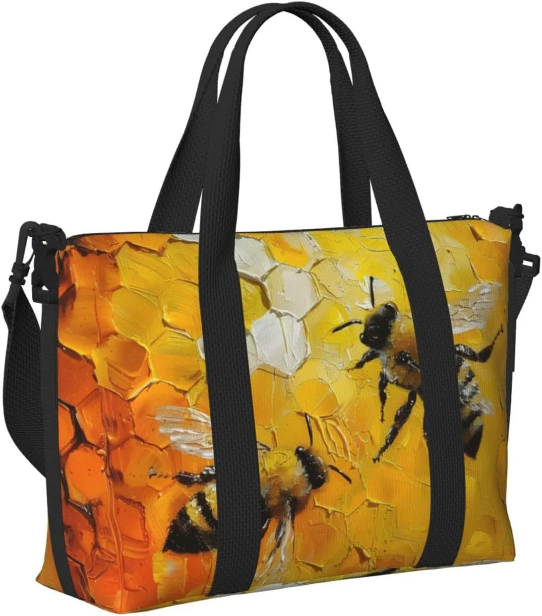 bees flying print Travel Duffel Bag, Sports Tote Gym Bag, Swim Pool Bag Large Shoulder Tote Bag for Beach Weekender