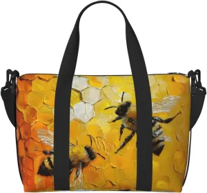 bees flying print Travel Duffel Bag, Sports Tote Gym Bag, Swim Pool Bag Large Shoulder Tote Bag for Beach Weekender