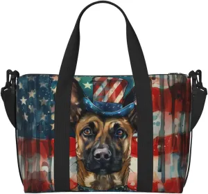 Belgian Malinois print Travel Duffel Bag, Sports Tote Gym Bag, Swim Pool Bag Large Shoulder Tote Bag for Beach Weekender