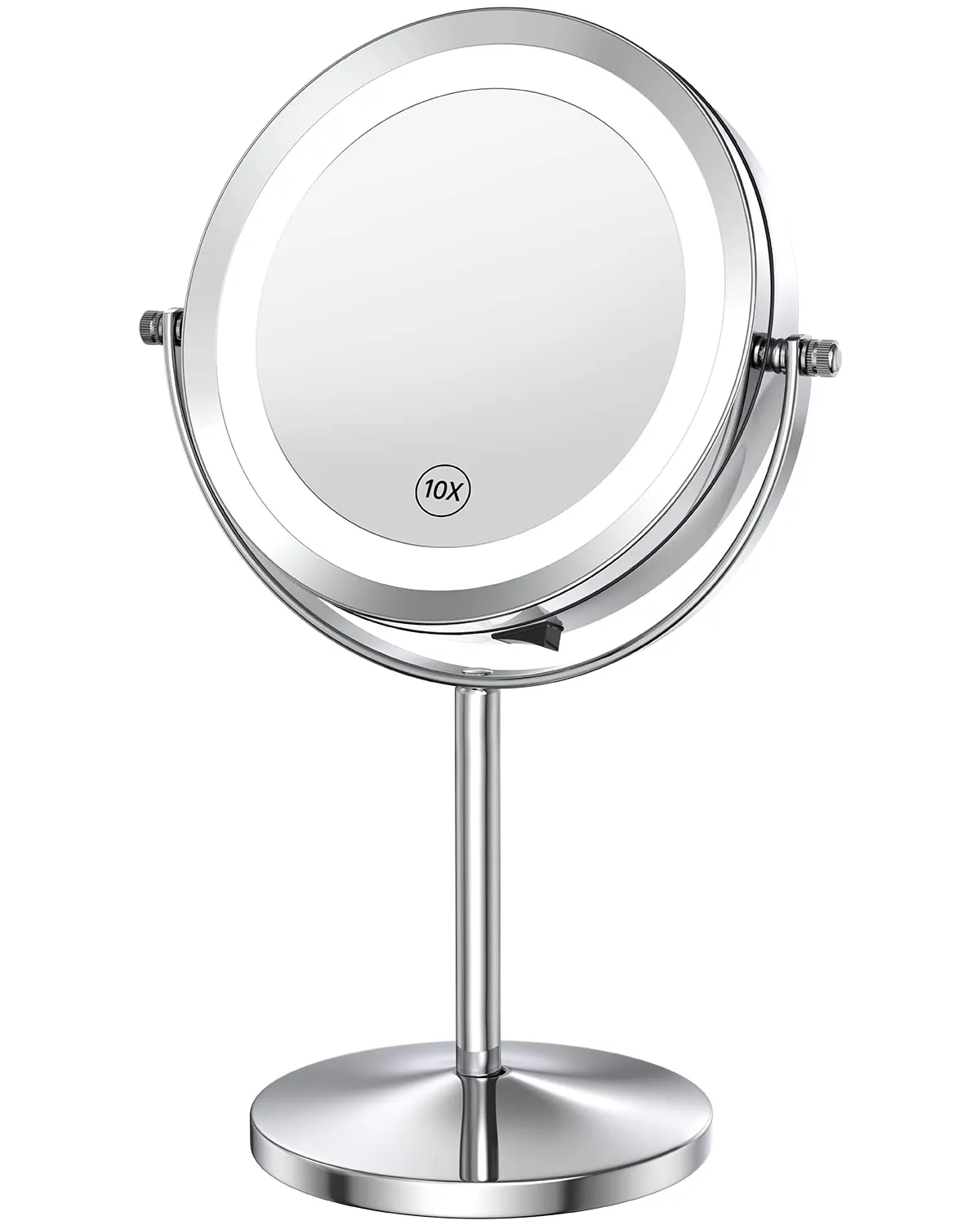 Benbilry 10X Magnifying Lighted Makeup Mirror, 7 Inch Double Sided 1X/10X Magnification with Lights, 360° Rotation Swivel Travel Make Up Mirror with Lighting, Battery Operated