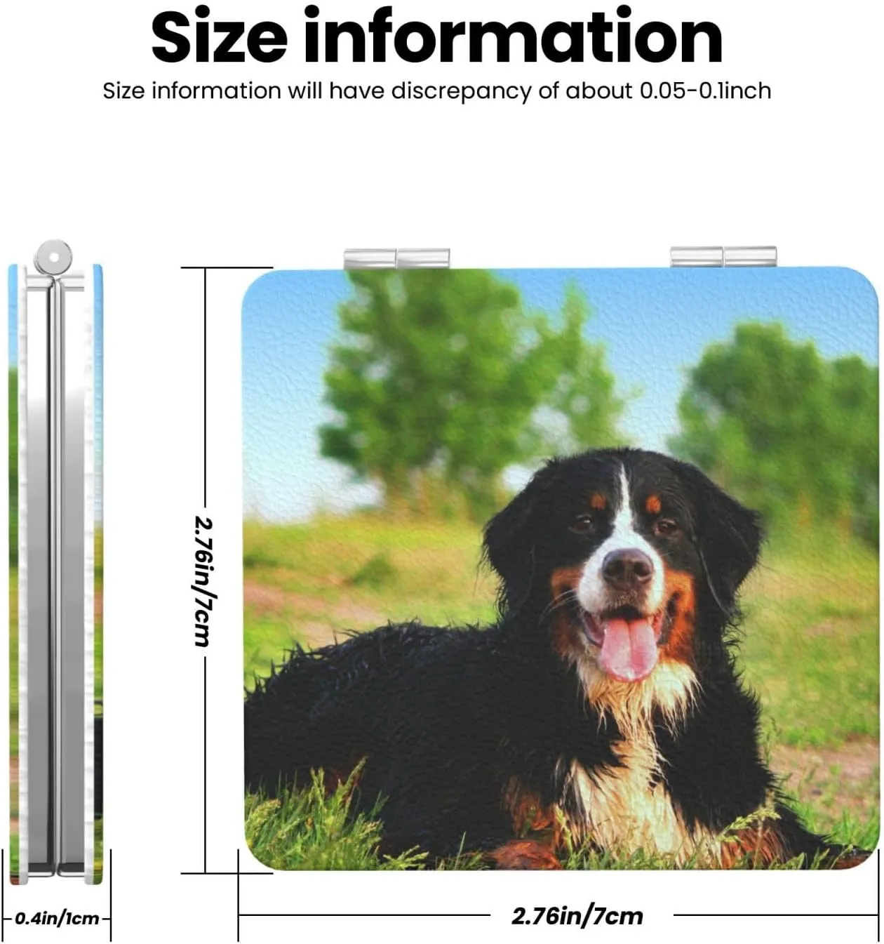 Bernese Mountain Dog Small Makeup Mirror Portable Travel Cosmetic Mirror Folding Small Pocket Mirror