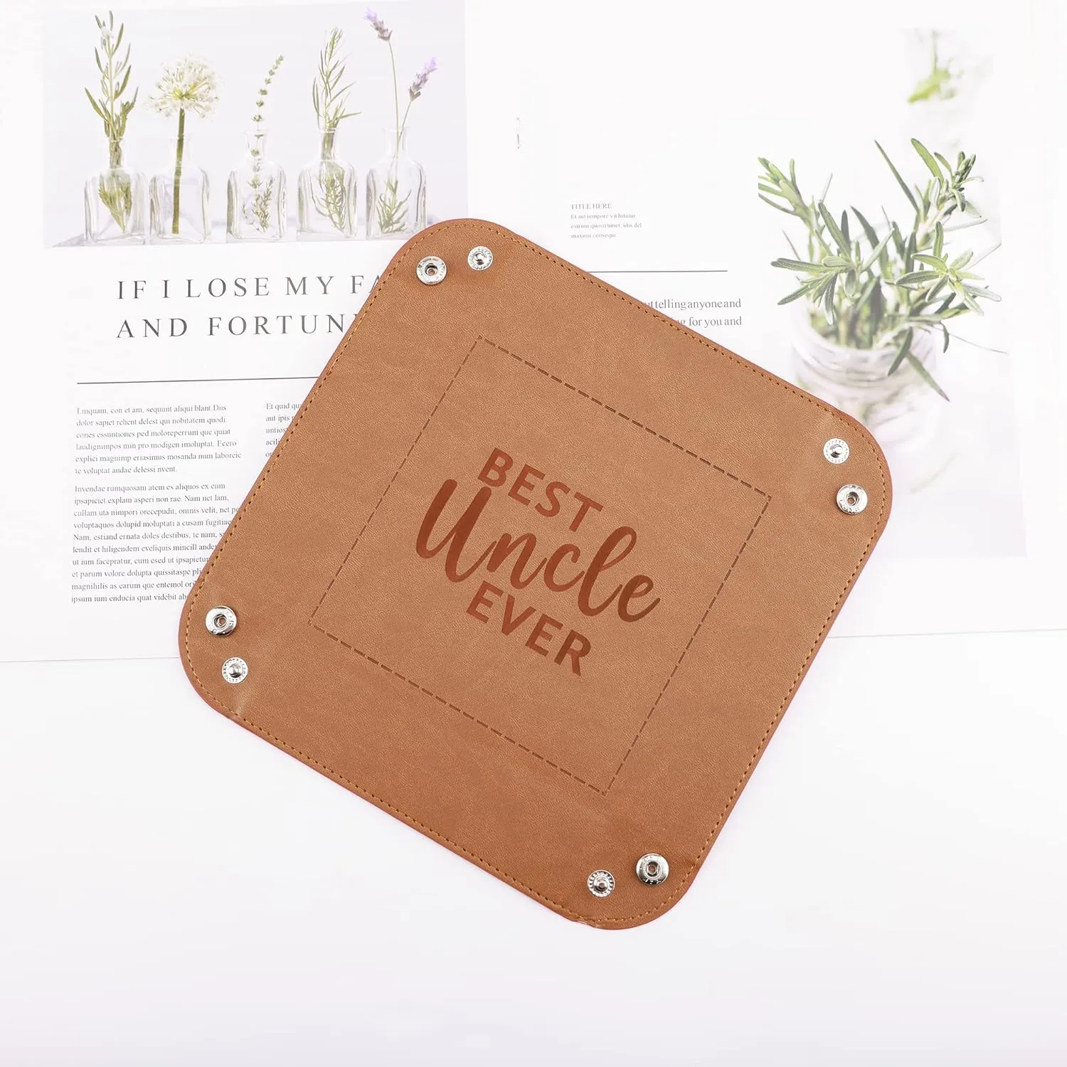 Best Uncle Ever Leather Valet Tray- Christmas Gifts for Uncle, Gifts for Uncle from Nephew Niece Sister, Uncle Unique Birthday Christmas Gifts, Thanksgiving Gift for Uncle, Best Uncle Gifts