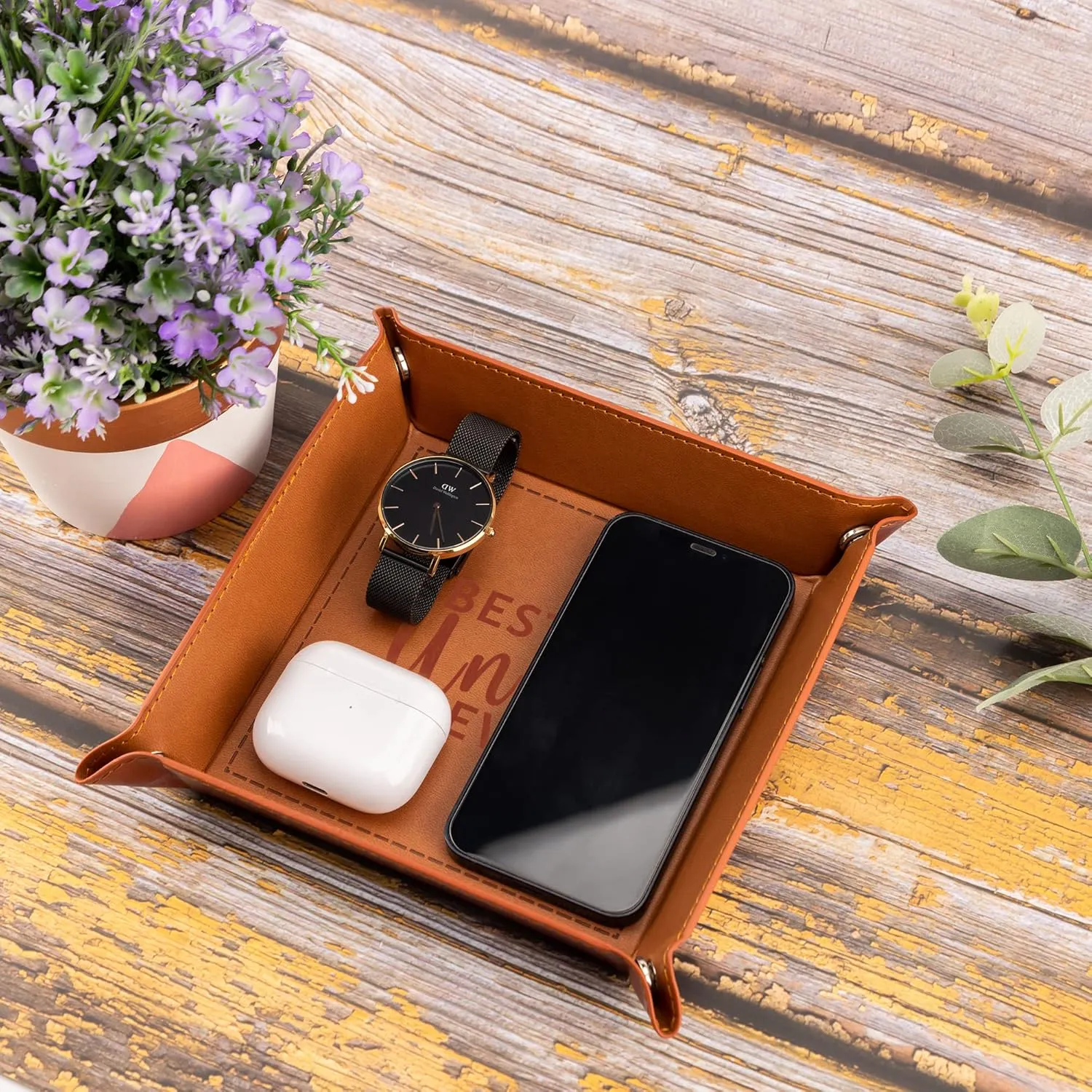 Best Uncle Ever Leather Valet Tray- Christmas Gifts for Uncle, Gifts for Uncle from Nephew Niece Sister, Uncle Unique Birthday Christmas Gifts, Thanksgiving Gift for Uncle, Best Uncle Gifts