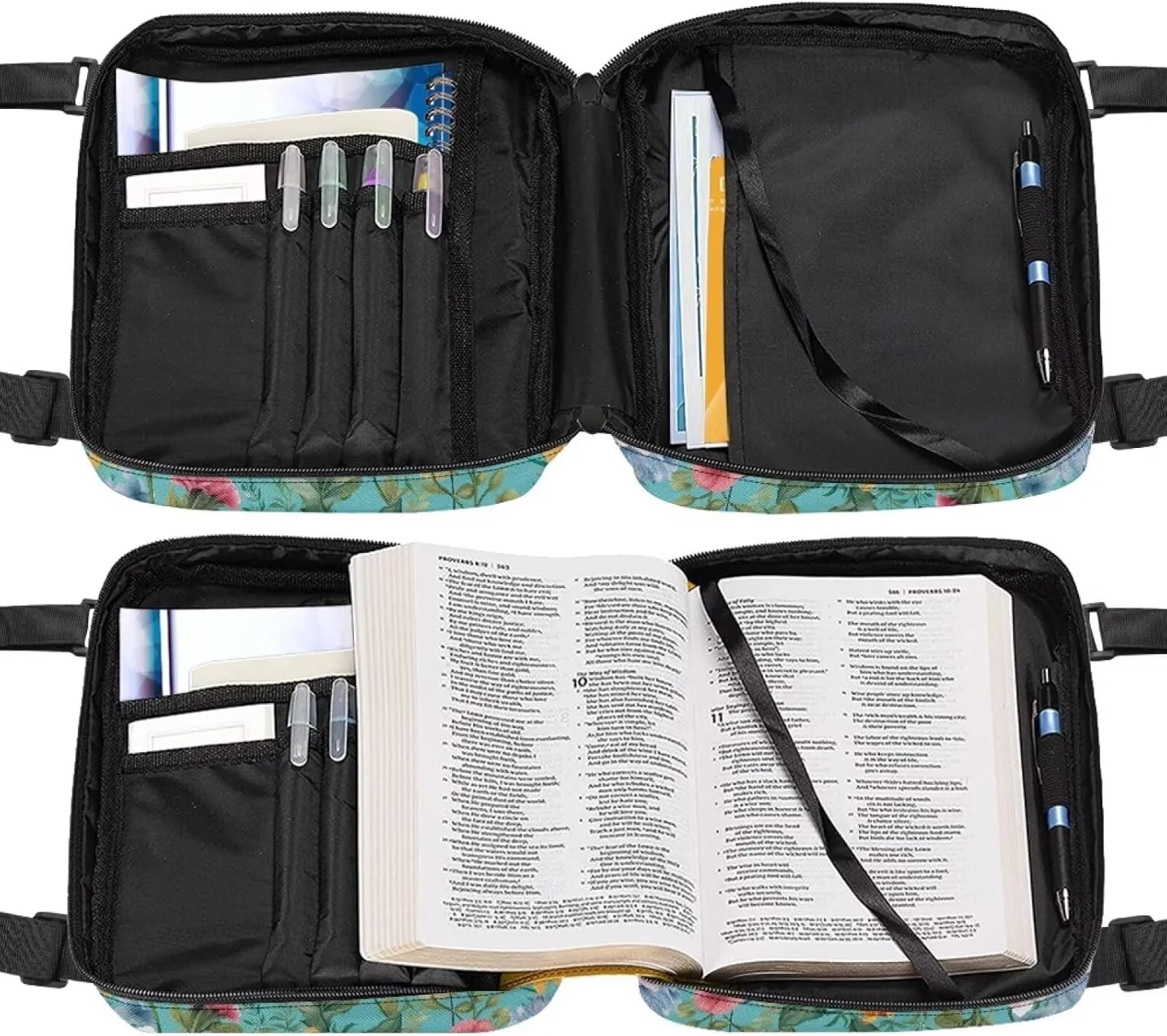 Bible Cover for Women Large Capacity Bible Book Protector Case with Adjustable Straps Multi Holder