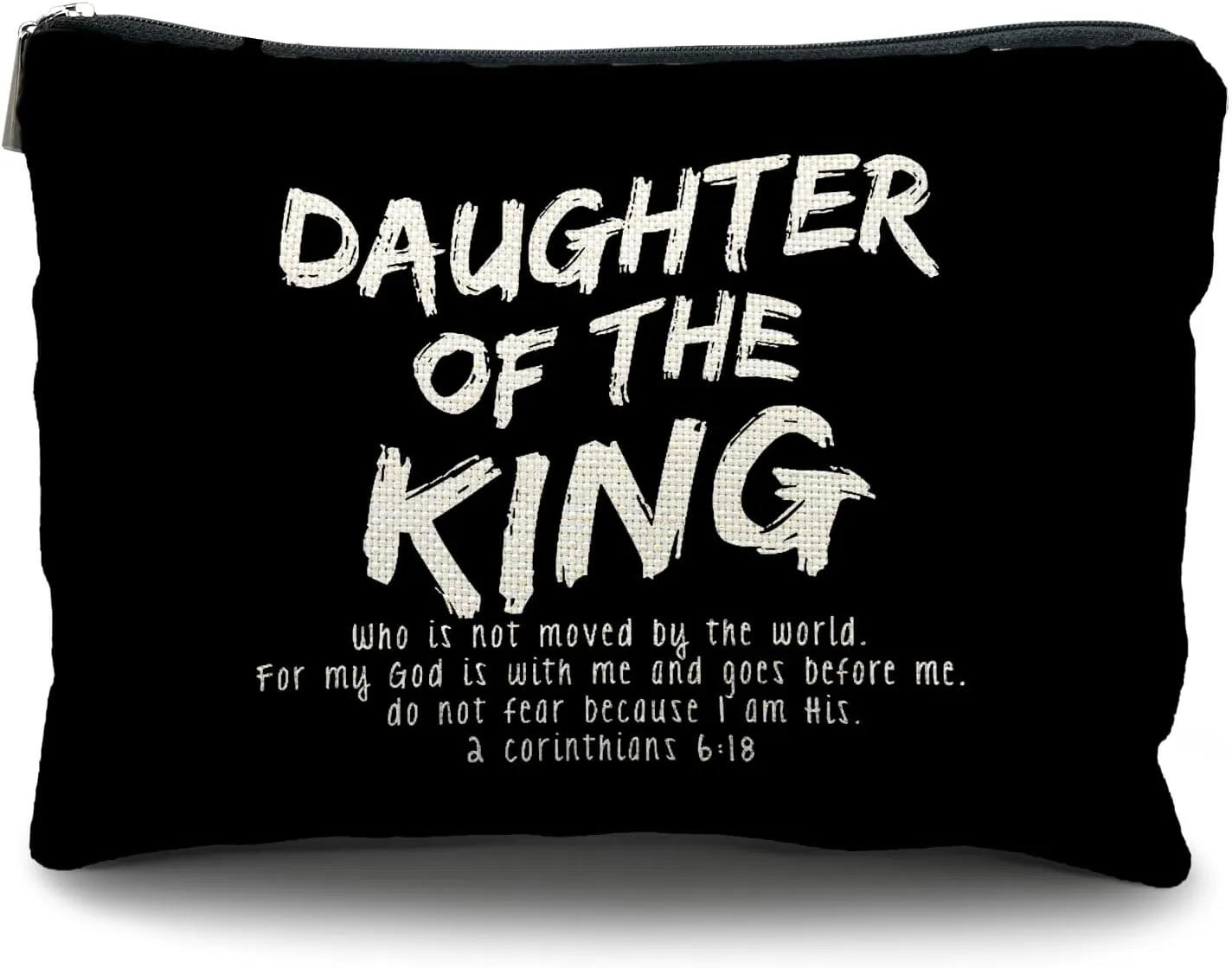 bible verse makeup bag，Daughter of the king makeup bag，christian makeup bag Cosmetic Bag，inspirational gifts for women，christian gifts for women faith，christian gifts for girls(black)