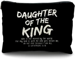 bible verse makeup bag，Daughter of the king makeup bag，christian makeup bag Cosmetic Bag，inspirational gifts for women，christian gifts for women faith，christian gifts for girls(black)