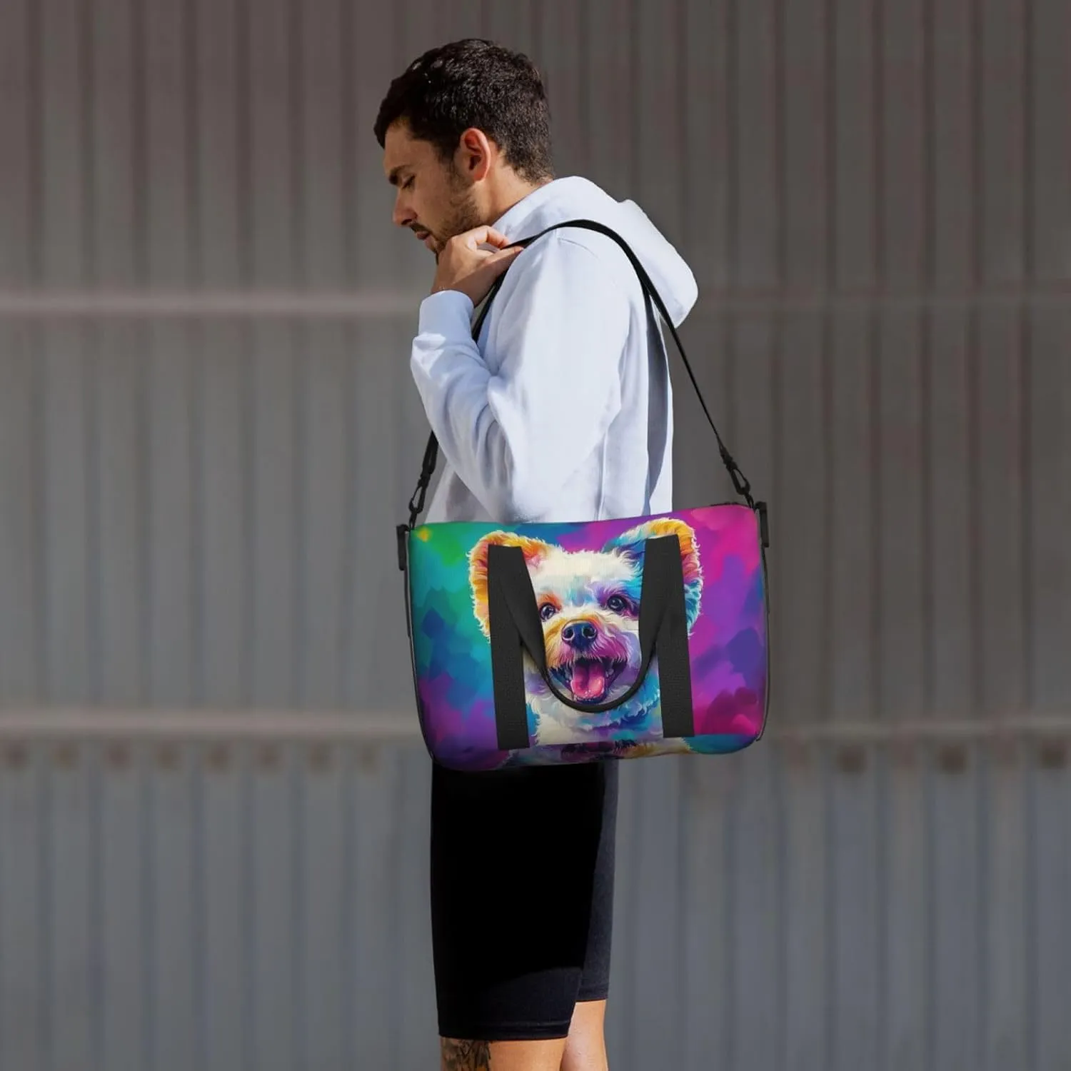 bichon frise dog colorful print Travel Duffel Bag, Sports Tote Gym Bag, Swim Pool Bag Large Shoulder Tote Bag for Beach Weekender