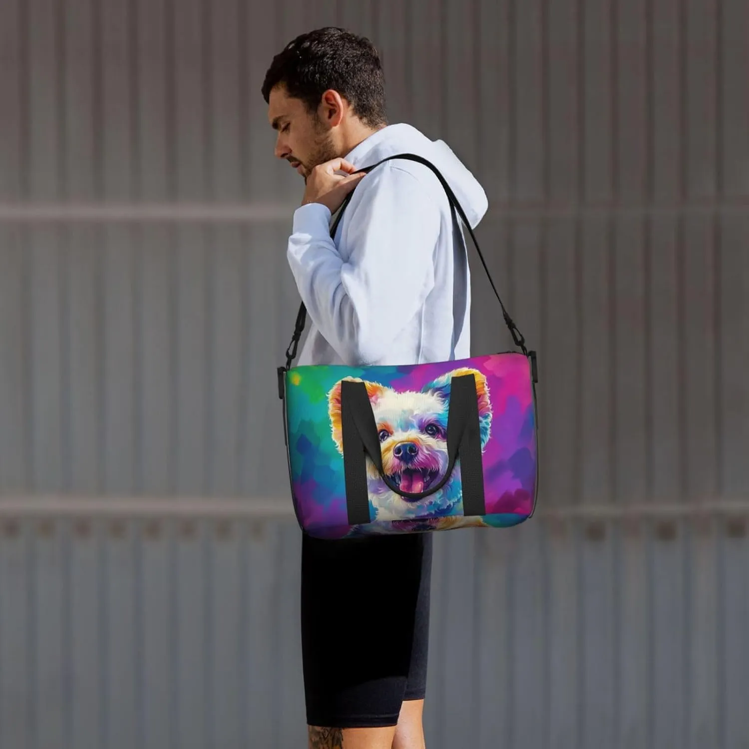 bichon frise dog colorful print Travel Duffel Bag, Sports Tote Gym Bag, Swim Pool Bag Large Shoulder Tote Bag for Beach Weekender
