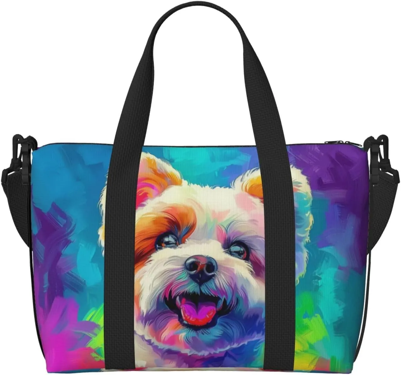 bichon frise dog print Travel Duffel Bag, Sports Tote Gym Bag, Swim Pool Bag Large Shoulder Tote Bag for Beach Weekender