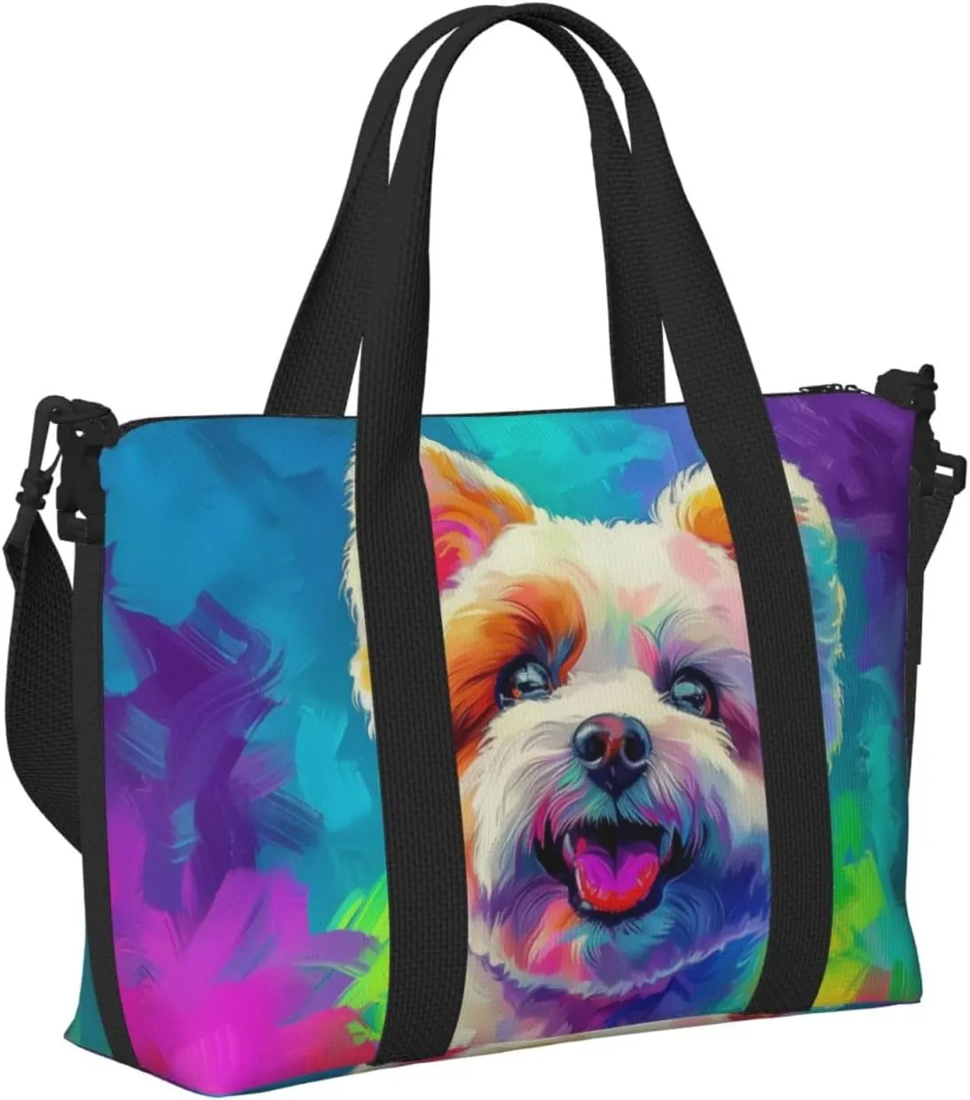 bichon frise dog print Travel Duffel Bag, Sports Tote Gym Bag, Swim Pool Bag Large Shoulder Tote Bag for Beach Weekender
