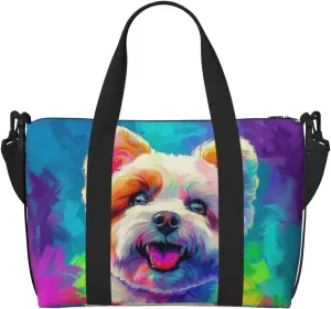 bichon frise dog print Travel Duffel Bag, Sports Tote Gym Bag, Swim Pool Bag Large Shoulder Tote Bag for Beach Weekender