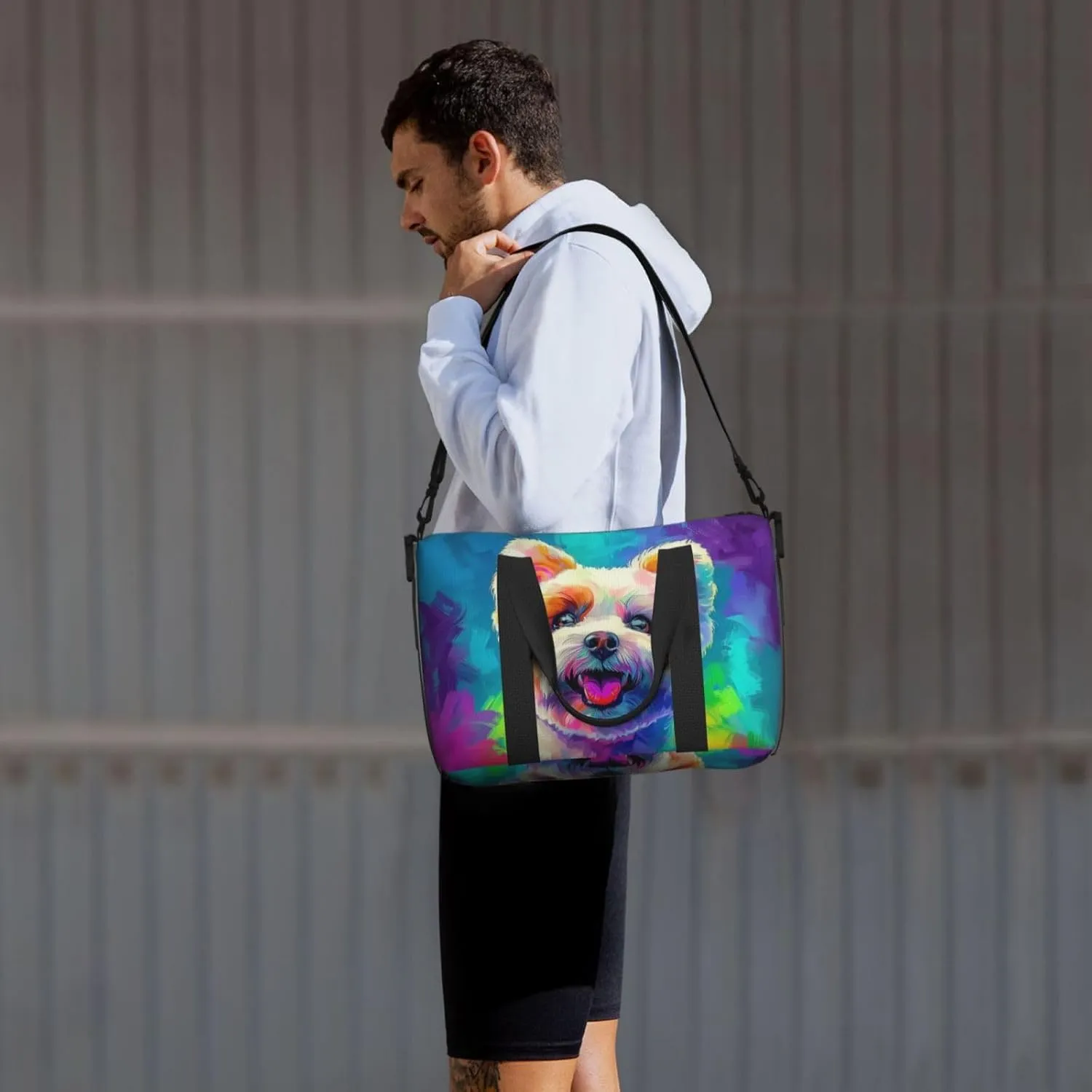 bichon frise dog print Travel Duffel Bag, Sports Tote Gym Bag, Swim Pool Bag Large Shoulder Tote Bag for Beach Weekender