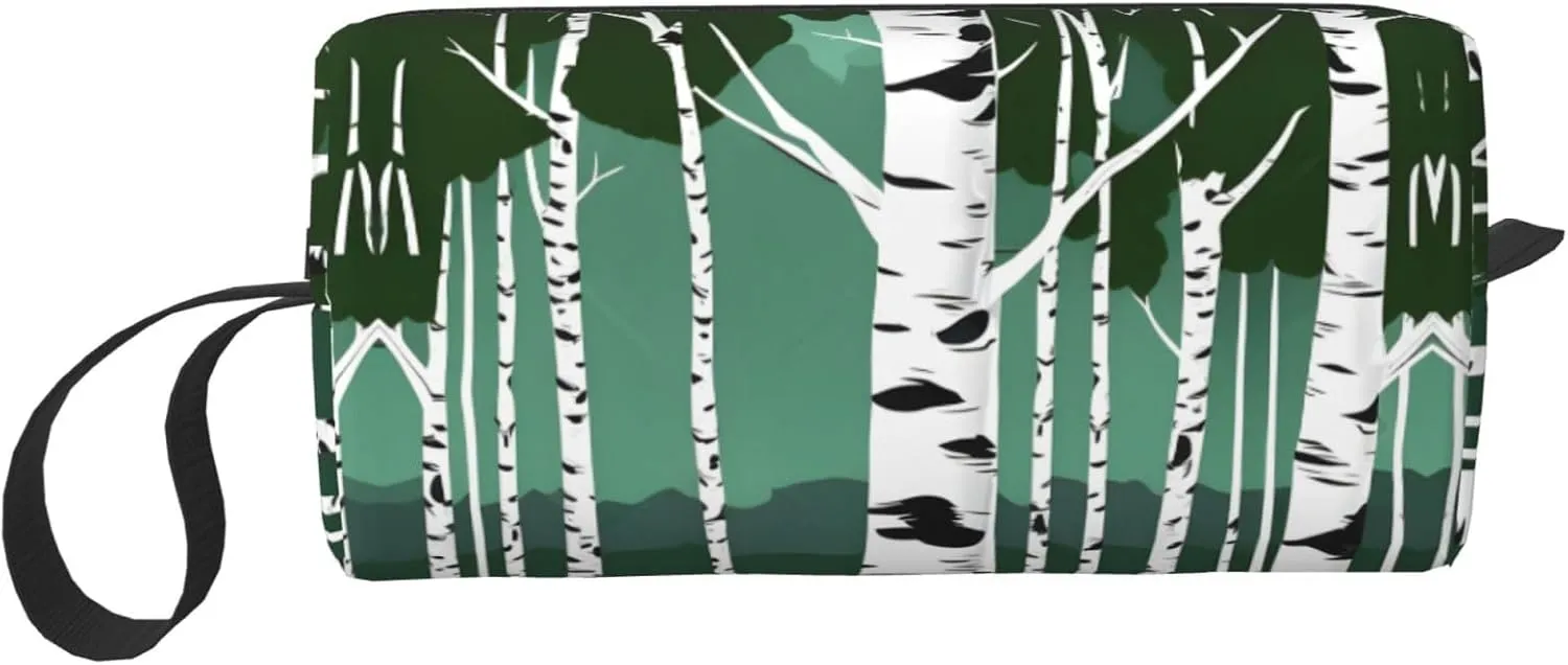 Birch Trees print Large Capacity Travel Makeup Case Organizer Makeup Bag Portable Cosmetic Bag For Women