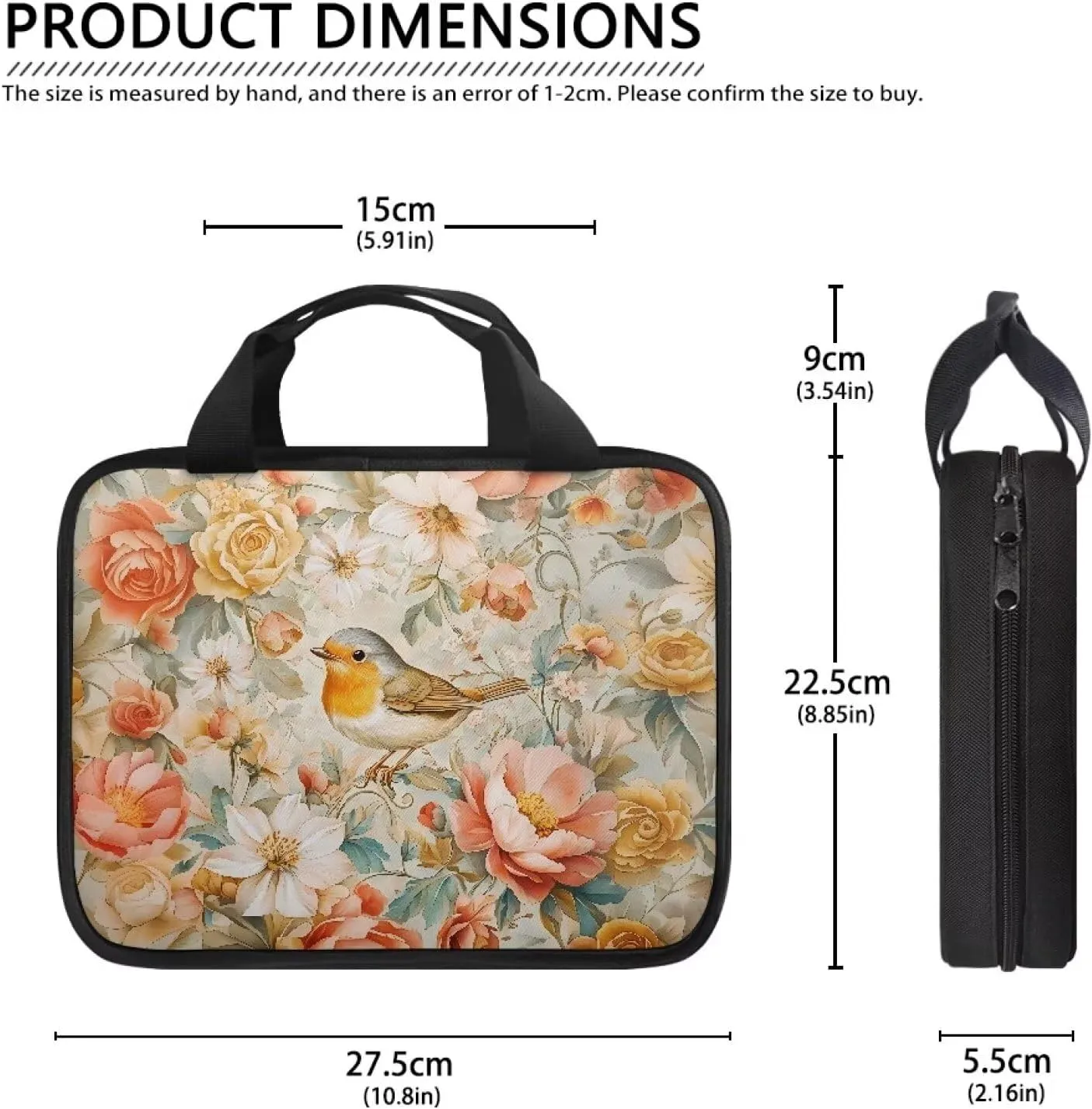 Bird Flower Bible Covers with Handle Classic Bible Carrying Case for Women Bible Bag Journal Case Study Bible Case Bible Carrying Case for Women Men