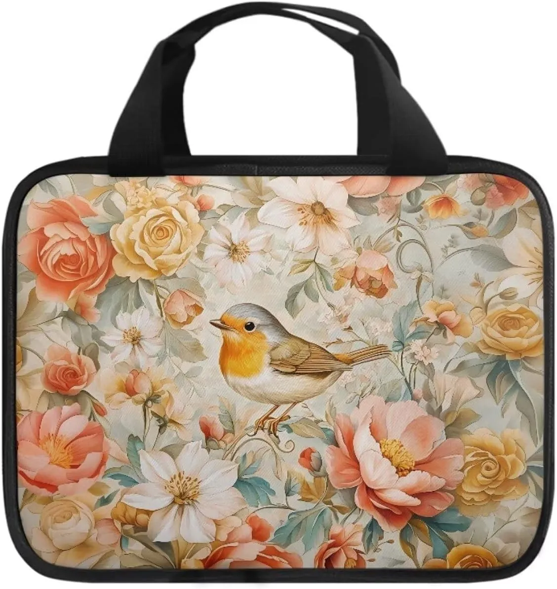Bird Flower Bible Covers with Handle Classic Bible Carrying Case for Women Bible Bag Journal Case Study Bible Case Bible Carrying Case for Women Men