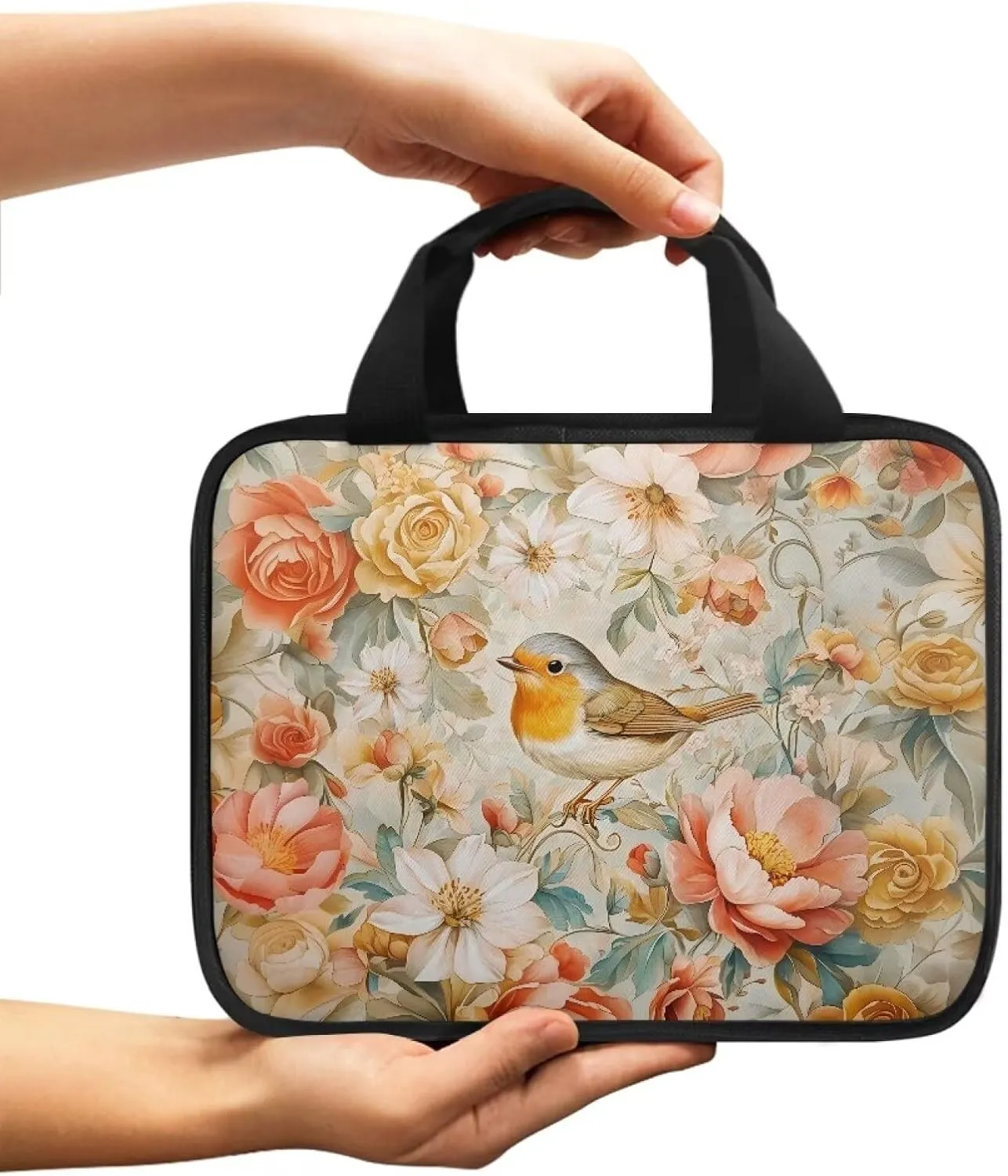 Bird Flower Bible Covers with Handle Classic Bible Carrying Case for Women Bible Bag Journal Case Study Bible Case Bible Carrying Case for Women Men