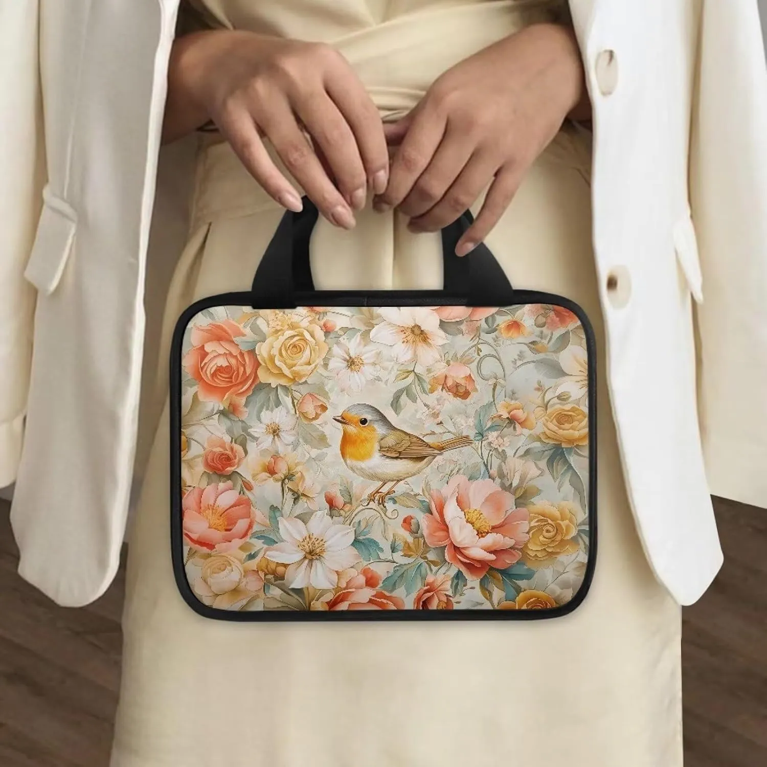 Bird Flower Bible Covers with Handle Classic Bible Carrying Case for Women Bible Bag Journal Case Study Bible Case Bible Carrying Case for Women Men