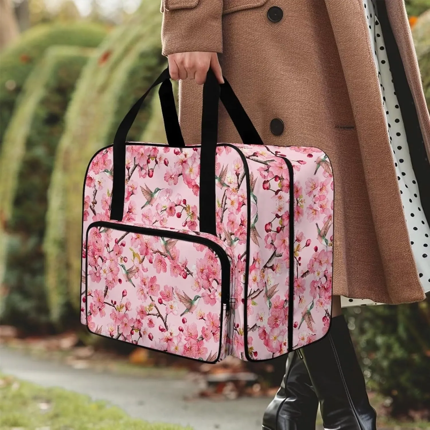 Bird Flowers Knitting Carrying Case Crochet Bag for Crochet Accessories, Yarn Bag Crocheting Yarn Project Bag for Womens Crochet Gifts for Mother Wife