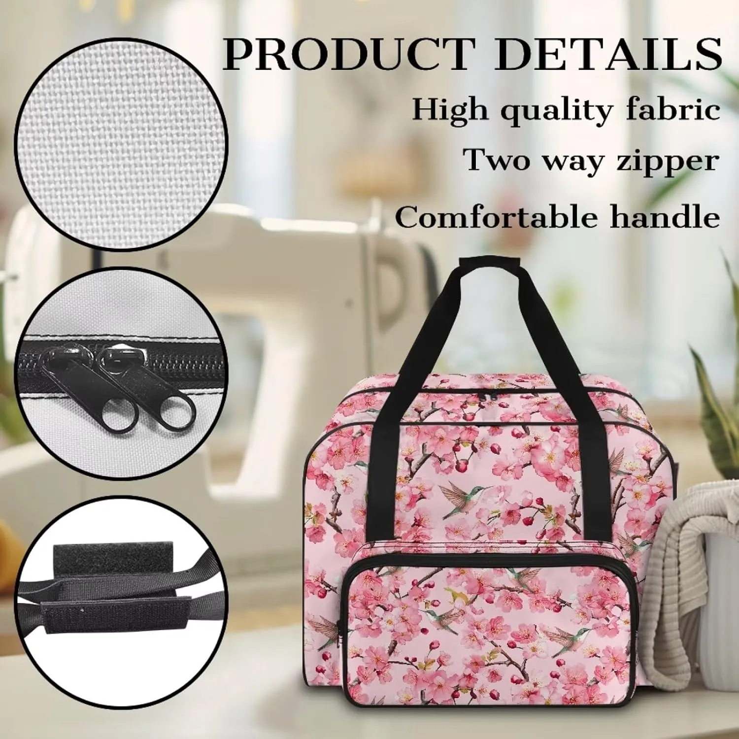 Bird Flowers Knitting Carrying Case Crochet Bag for Crochet Accessories, Yarn Bag Crocheting Yarn Project Bag for Womens Crochet Gifts for Mother Wife