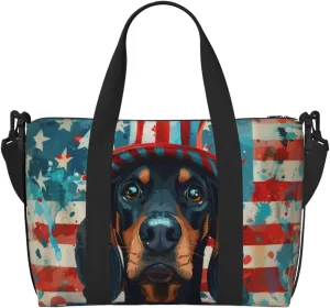 Black and Tan Coonhound print Travel Duffel Bag, Sports Tote Gym Bag, Swim Pool Bag Large Shoulder Tote Bag for Beach Weekender