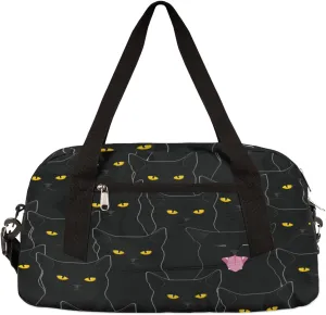 Black Cat Animal Pattern Gym Bag - Small Travel Duffel for Sports, Overnight, Lightweight Weekender, Workout, Dance Bag for Boys, Girls, Kids, Teens
