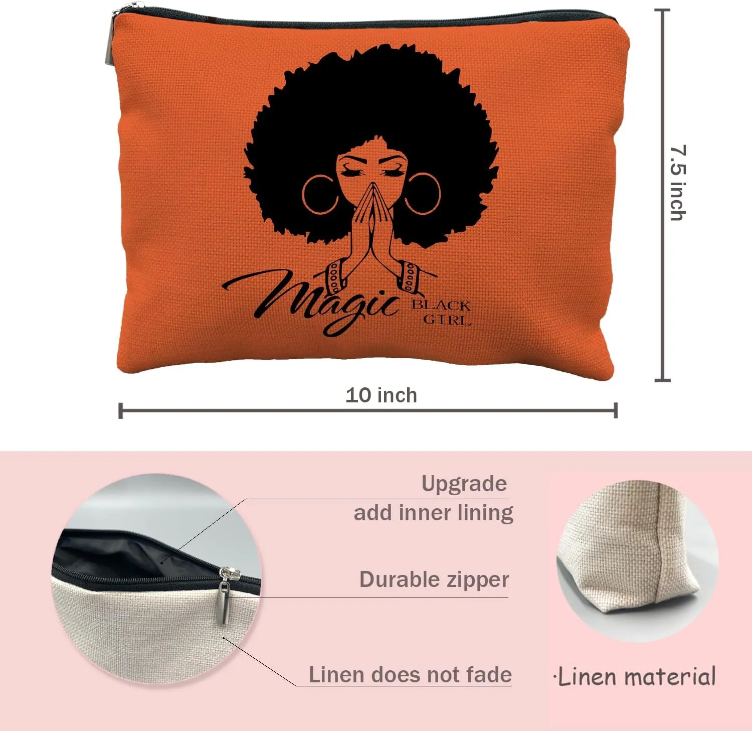 Black Girl Magic Makeup Bag - African American Girl & Women Gift - Cosmetic Bag