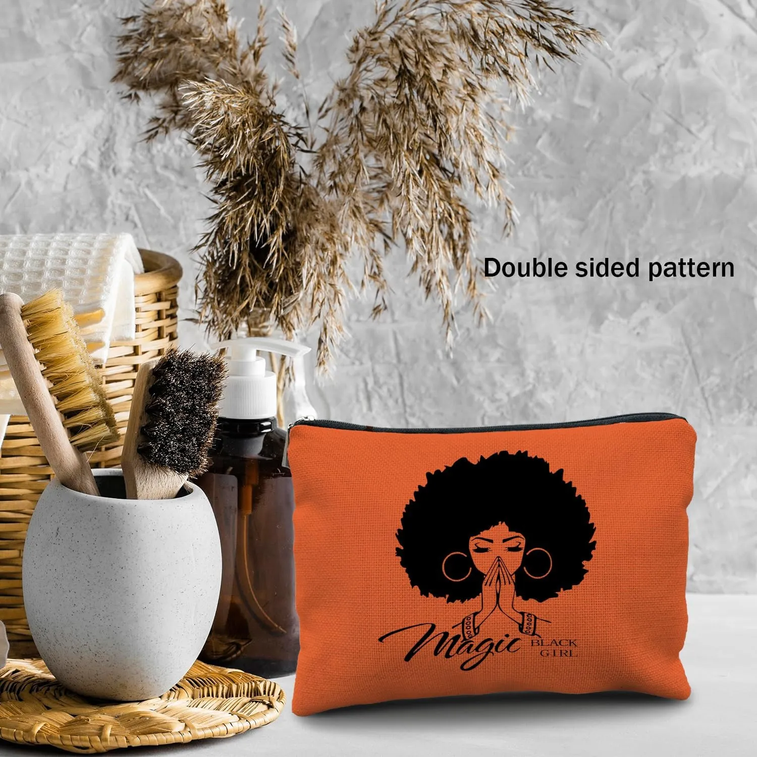 Black Girl Magic Makeup Bag - African American Girl & Women Gift - Cosmetic Bag