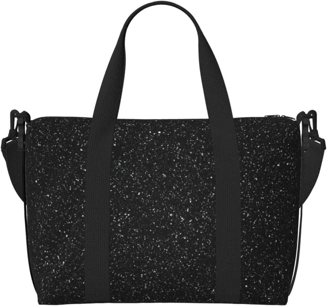 Black Glitter Travel Duffle Bag For Women Men Weekender Overnight Bag Gym Bag For Women, Carry On Airport Bag, Travel Tote Bag With Strap For Gym Travel Business Trips