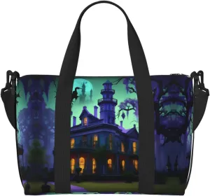 Black Haunted Mansion print Womens travel bags, weekender carry on for women, sports Gym Bag, Overnight Carry on Bag