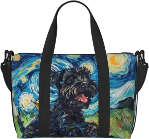 Black Russian Terrier print Travel Duffel Bag, Sports Tote Gym Bag, Swim Pool Bag Large Shoulder Tote Bag for Beach Weekender