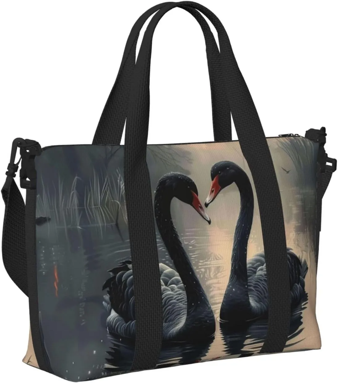 black swans print Travel Duffel Bag, Sports Tote Gym Bag, Swim Pool Bag Large Shoulder Tote Bag for Beach Weekender