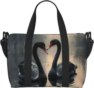 black swans print Travel Duffel Bag, Sports Tote Gym Bag, Swim Pool Bag Large Shoulder Tote Bag for Beach Weekender