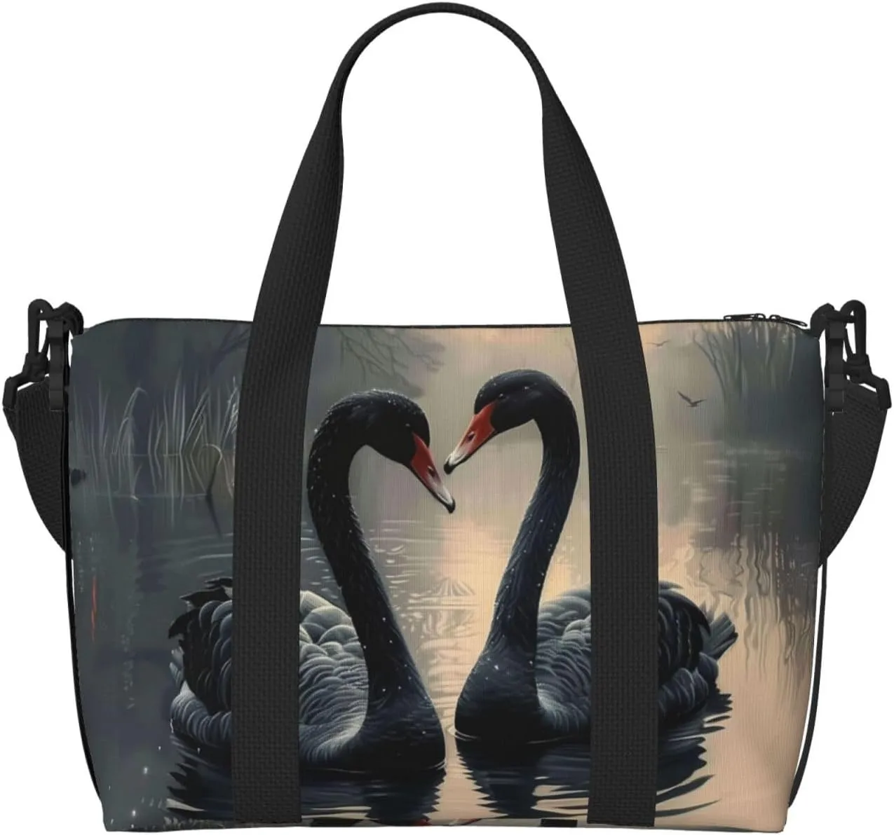 black swans print Travel Duffel Bag, Sports Tote Gym Bag, Swim Pool Bag Large Shoulder Tote Bag for Beach Weekender