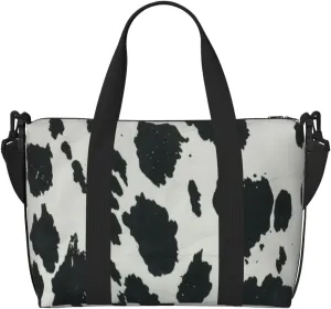 black white cow print Travel Duffel Bag, Sports Tote Gym Bag, Swim Pool Bag Large Shoulder Tote Bag for Beach Weekender, 202-406-121