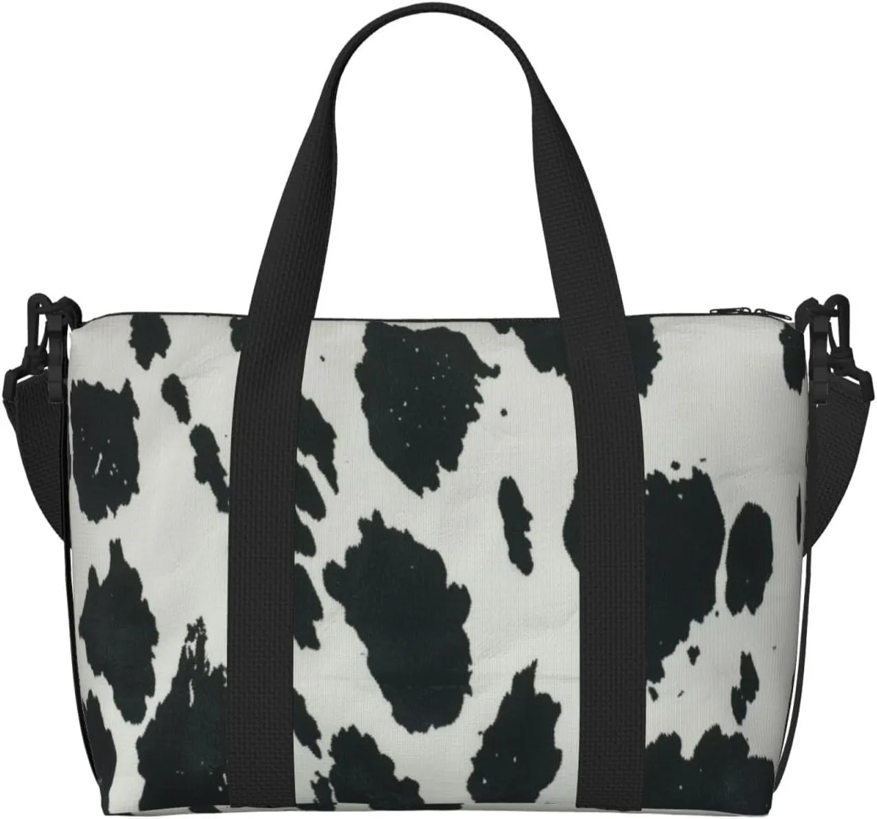 black white cow print Travel Duffel Bag, Sports Tote Gym Bag, Swim Pool Bag Large Shoulder Tote Bag for Beach Weekender, 202-406-121